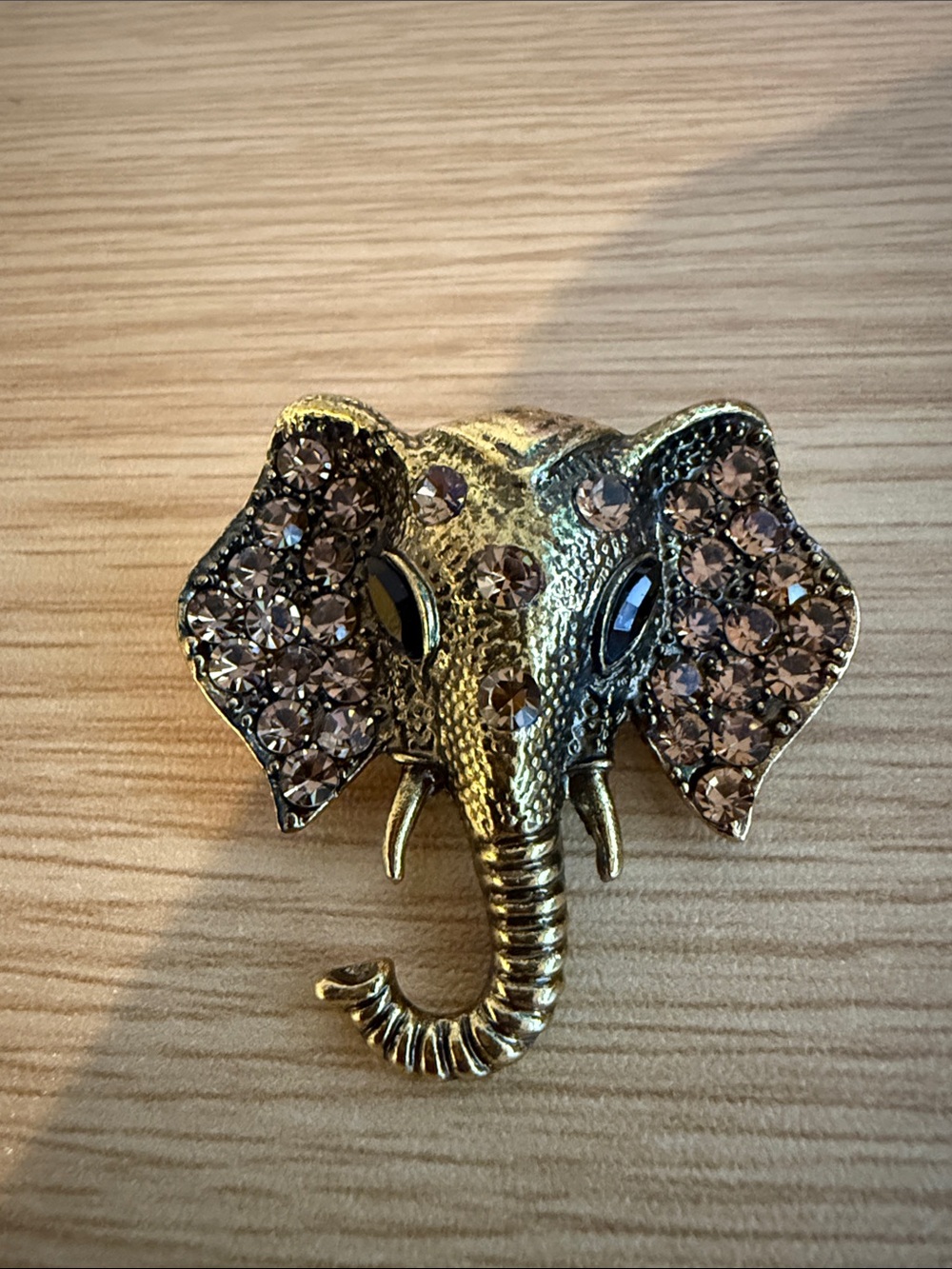 Gold Elephant Brooch with Rhinestones seen on Traitors!